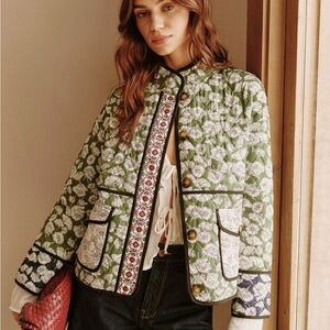 Commense Green Floral Utility Jacket